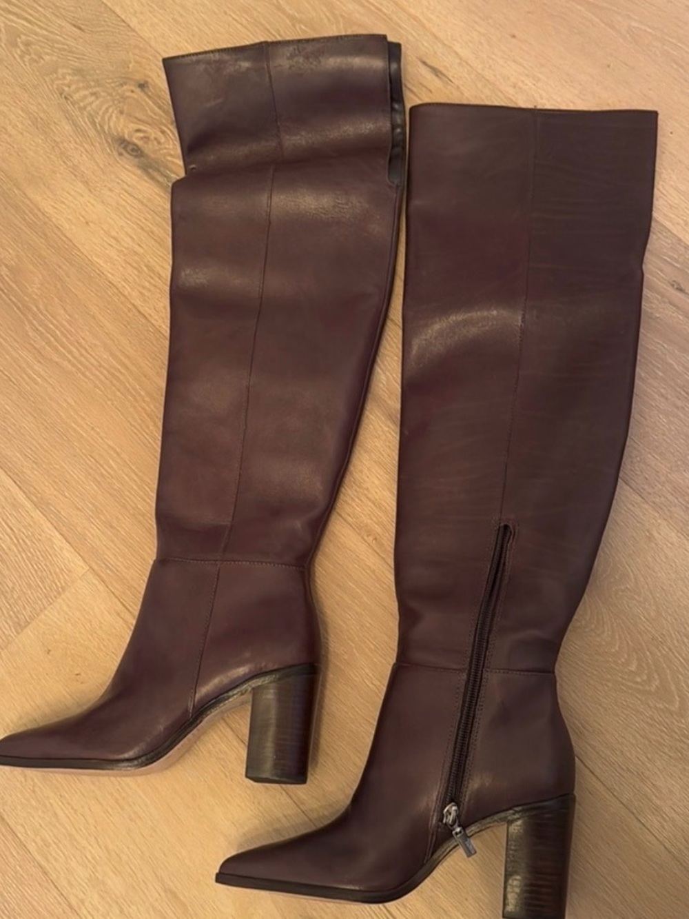 SCHUTZ Over-the-Knee Leather Boots in Dark Wine